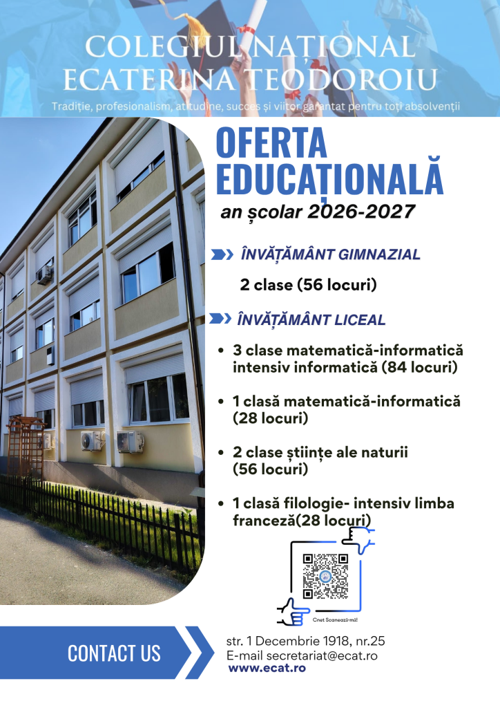 Oferta educațională – an școlar 2026-2027